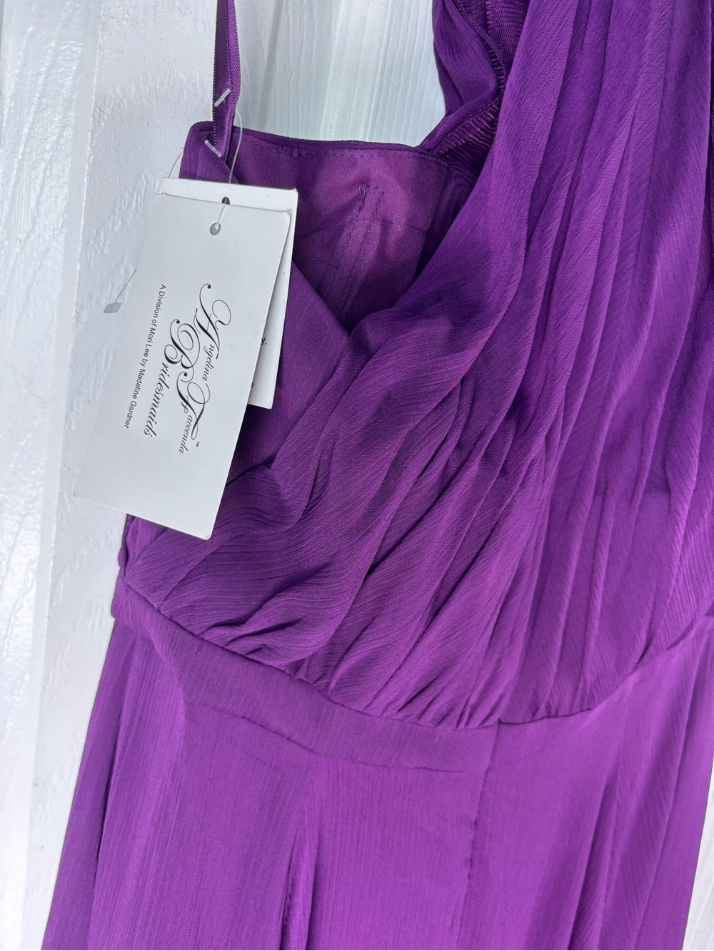 Morilee Elegant Purple Halter Maxi Dress with Floral Neckline - Picture 8 of 15